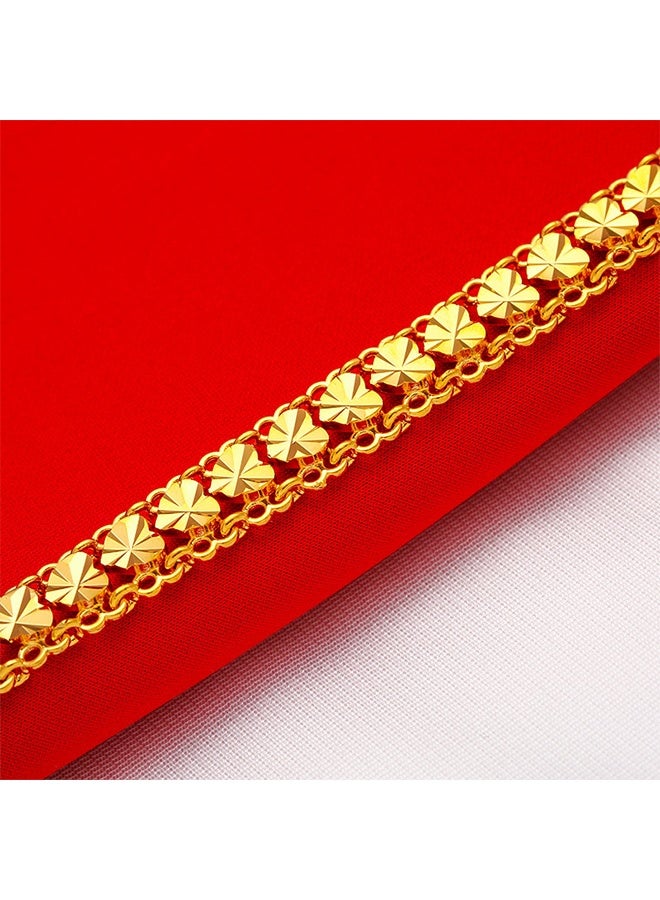 Heart Decor Chain Bracelet Cuff Bangle Jewelry Gift for Women Wife Golden - Image 4